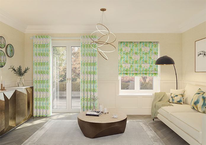 Faded Glamour, Goddess Green Stripe - Roman Blind - Image 8
